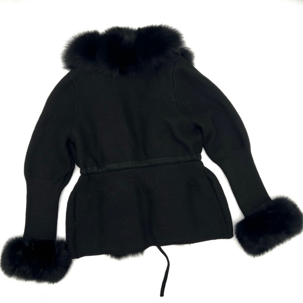 Genuine Fox Fur Cardigan Real Fur Wool Cardigan Trench Parka Jacket Cape Blazer - Picture 11 of 12